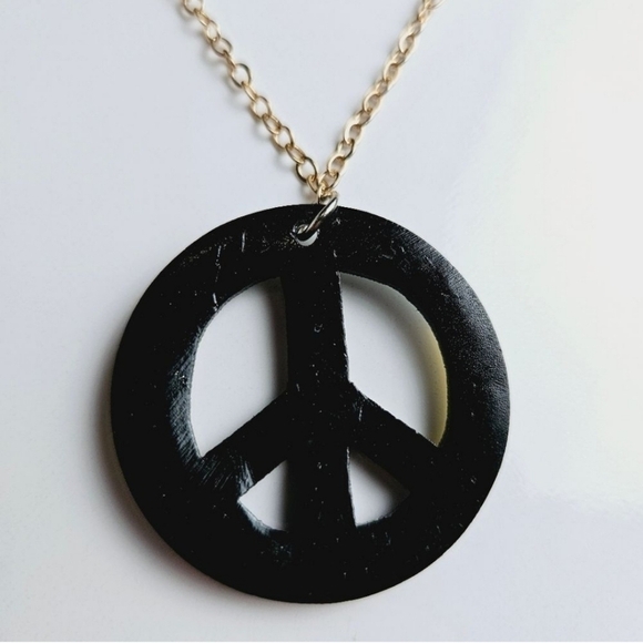 2/$6 | Peace Sign Jamaican Rasta African Ghana Wooden Pendant Necklace - Picture 5 of 5